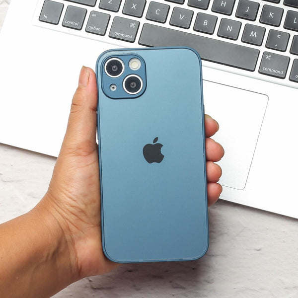 Blue Matte Fiber Silicone case for Apple iphone 13 Mini - The Hatke