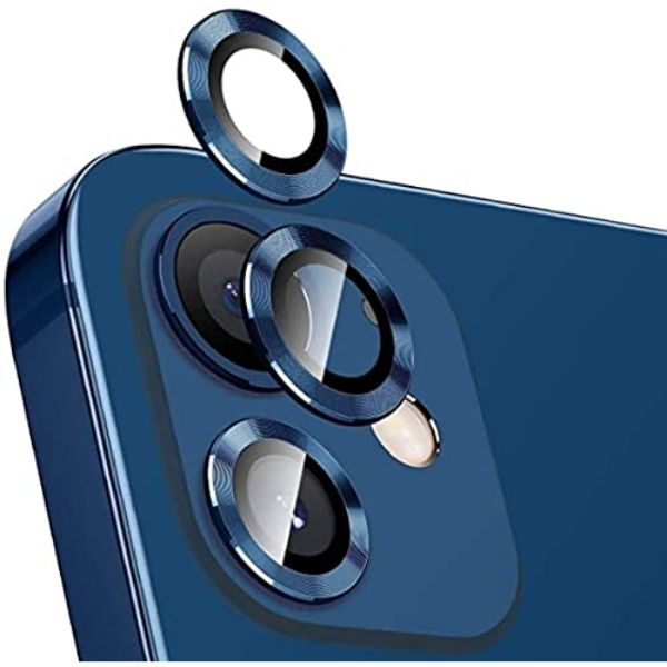 Blue Metallic camera ring lens guard for Apple iphone 12 - The Hatke