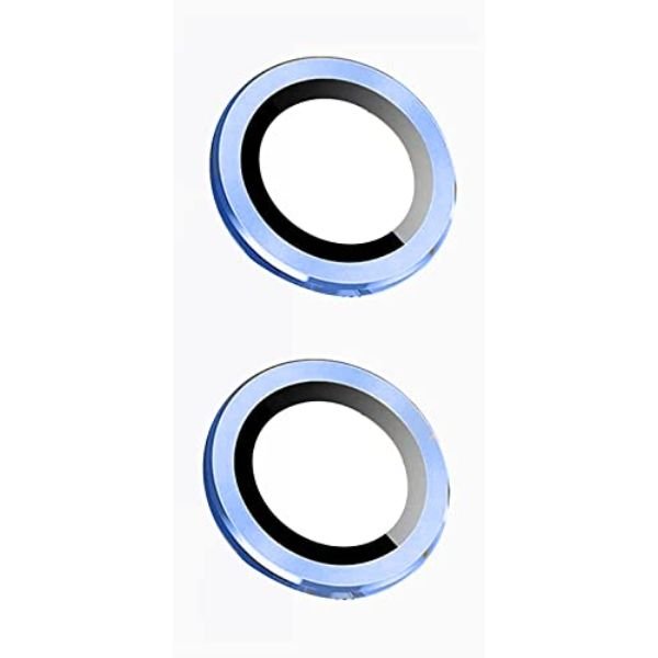 Blue Metallic camera ring lens guard for Apple iphone 15 Plus - The Hatke