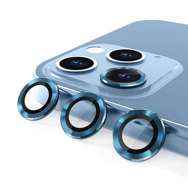 Blue Metallic camera ring lens guard for Apple iphone 15 Pro - The Hatke
