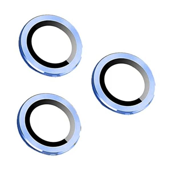 Blue Metallic camera ring lens guard for Apple iphone 15 Pro - The Hatke