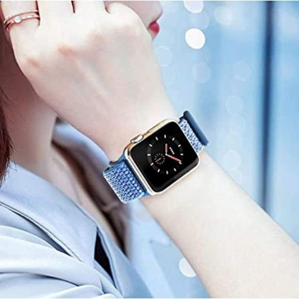Blue Nylon Strap For Apple Watch Series SE 2020 (38mm/40mm/41mm) - The Hatke