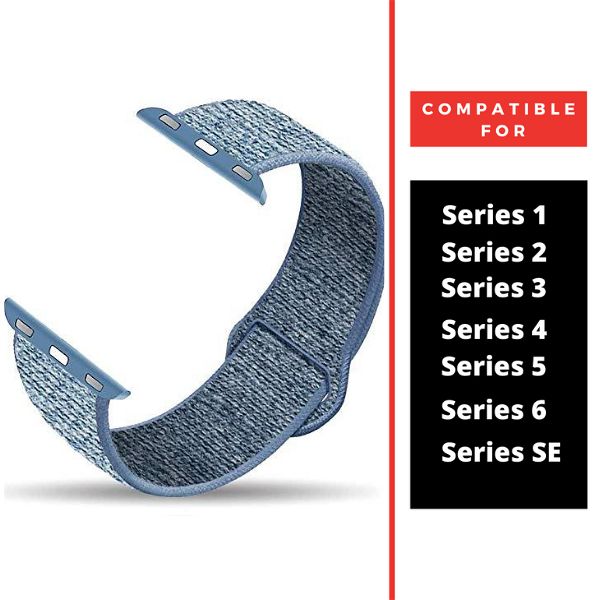 Blue Nylon Strap For Apple Watch Series SE 2020 (38mm/40mm/41mm) - The Hatke
