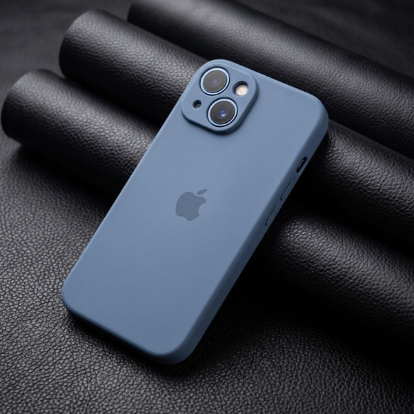 Blue Original Camera Safe Silicone case for Apple iphone 15 Plus - The Hatke