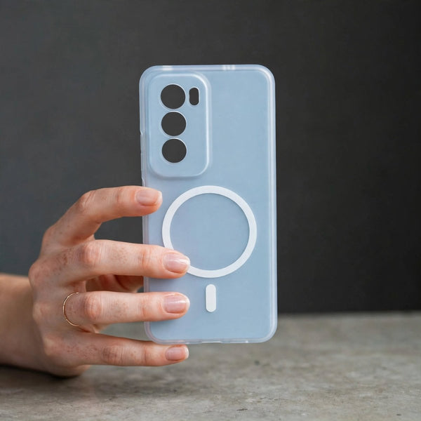 Blue Paper Matte Magsafe Case for Oppo Reno 12 Pro - The Hatke