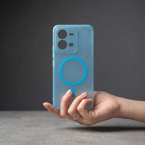 Blue Paper Matte Magsafe Case for Vivo V25 - The Hatke