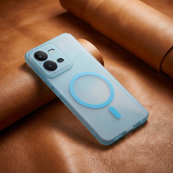Blue Paper Matte Magsafe Case for Vivo V25 - The Hatke