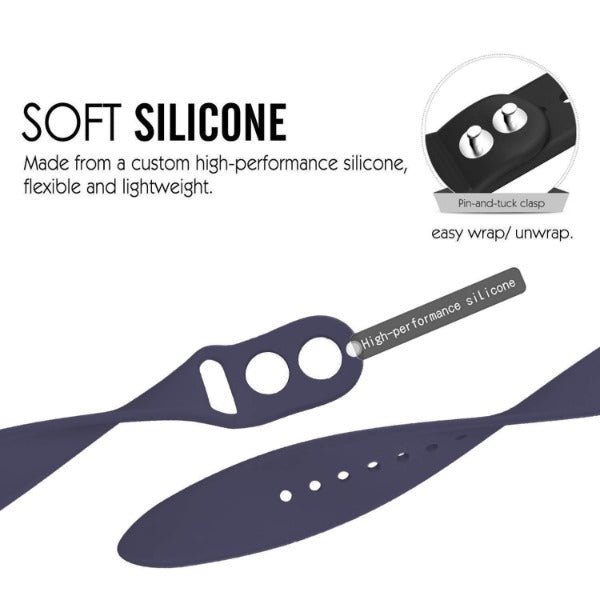 Blue Plain Silicone Strap For Apple Watch Series 4 (38mm/40mm/41mm) - The Hatke
