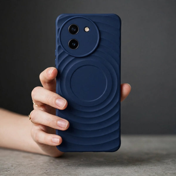 Blue Round Wave Silicone case for Vivo T3X - The Hatke