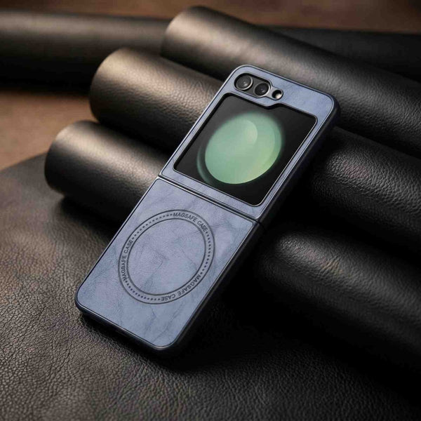 Blue Shadow Leather Case for Samsung Galaxy Z FLIP 5 - The Hatke