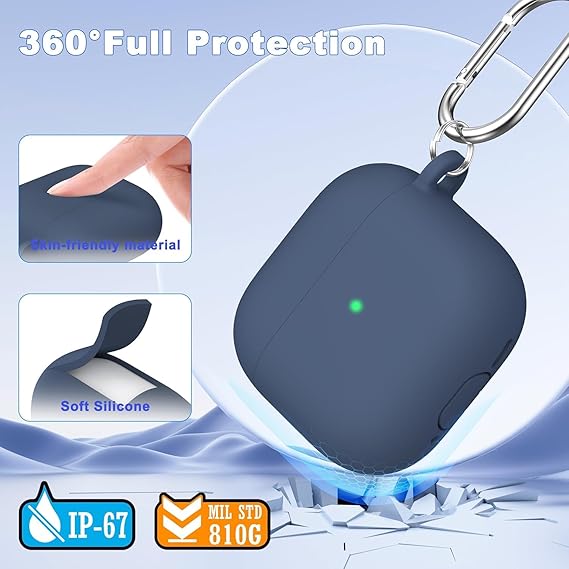 Blue Silicone Case For Apple Airpods 4 - The Hatke