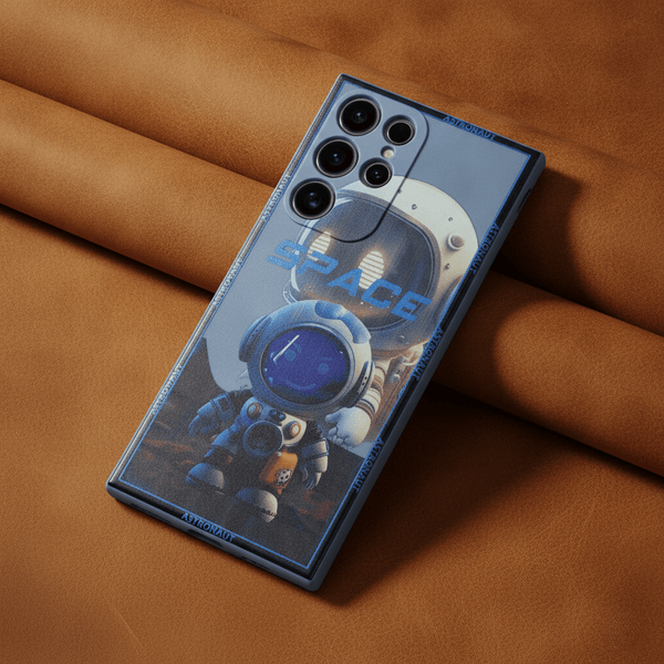 Blue SPACE Embossed Silicone case for Samsung S22 Ultra - The Hatke