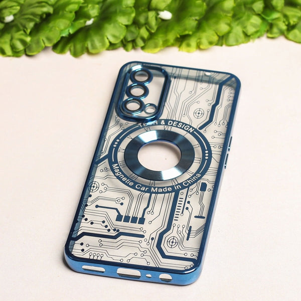 Blue Watch Machine Logo Cut Transparent Case for Oneplus Nord CE - The Hatke