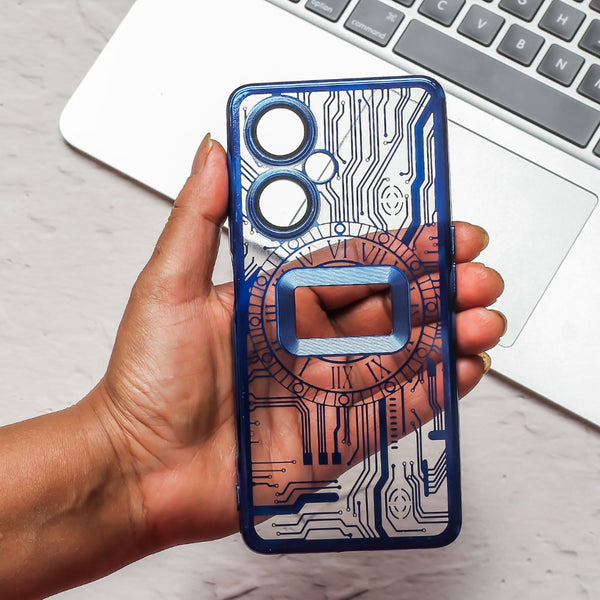 Blue Watch Mashine Logo Cut Transparent Case for Oneplus Nord CE 3 Lite - The Hatke