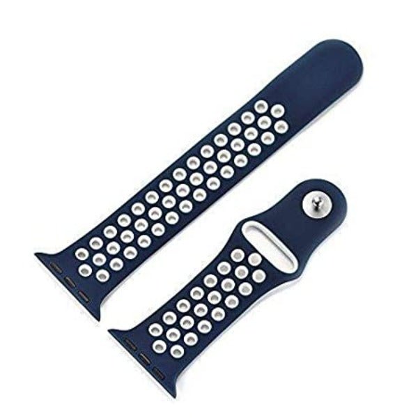 Blue White Dotted Silicone Strap For Apple Watch Series 1 (38mm/40mm/41mm) - The Hatke