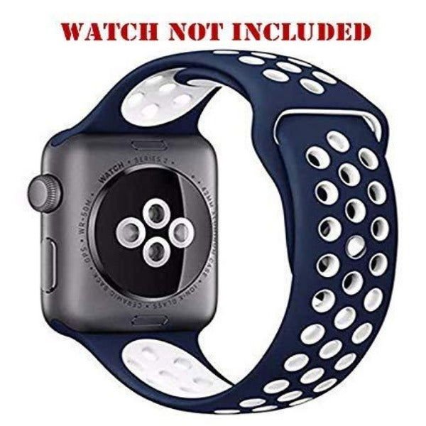 Blue White Dotted Silicone Strap For Apple Watch Series 1 (38mm/40mm/41mm) - The Hatke