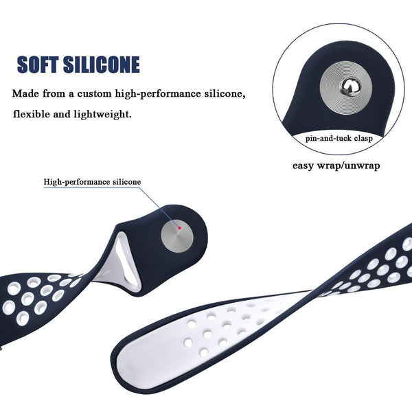 Blue White Dotted Silicone Strap For Smart Watch (20mm) - The Hatke