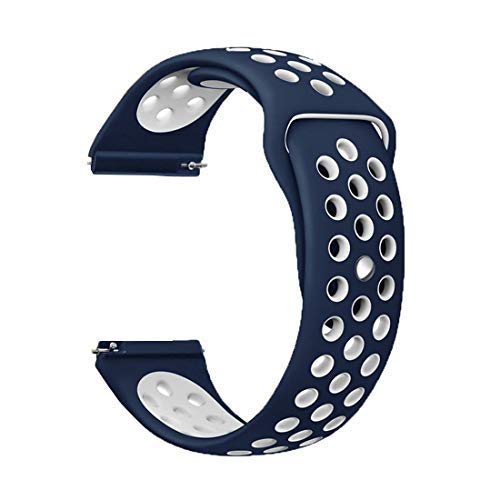 Blue White Dotted Silicone Strap For Smart Watch (20mm) - The Hatke
