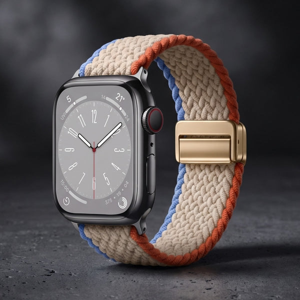 Blue-White Multi Unity Braided Solo Loop For Strap For Apple Watch Series 1 (38mm/40mm) - The Hatke