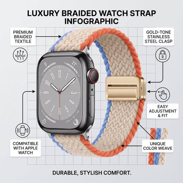 Blue-White Multi Unity Braided Solo Loop For Strap For Apple Watch Series 1 (38mm/40mm) - The Hatke