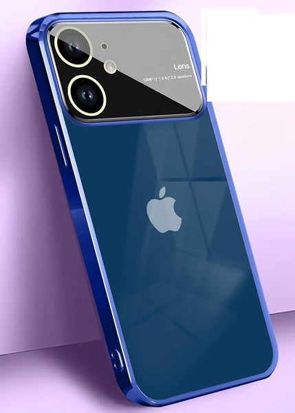 Luxury Plating Blue Camera Protection Transparent Case for Apple iphone 12