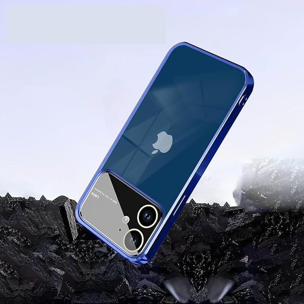 Luxury Plating Blue Camera Protection Transparent Case for Apple iphone 12