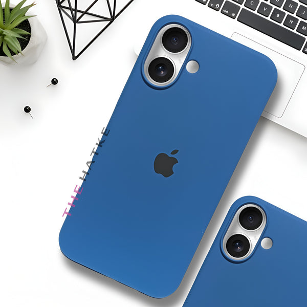 Blue Original Silicone case for Apple iphone 16 Plus