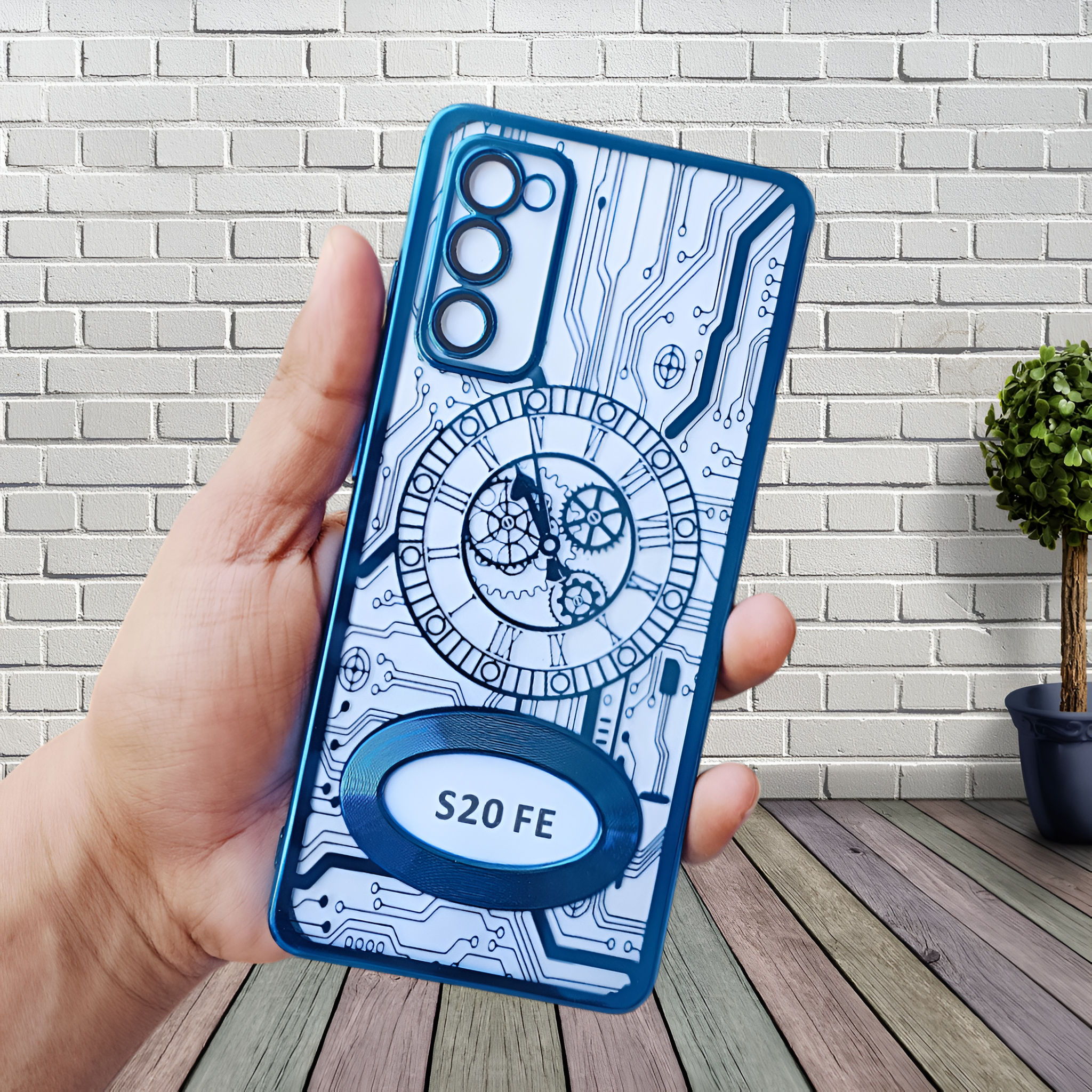Blue Watch  Machine Logo Cut Transparent Case for Samsung S20 Fe