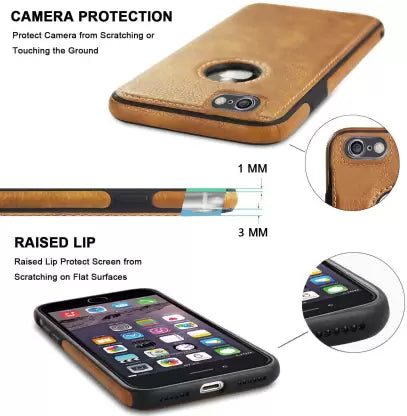 Puloka Brown Logo cut Leather silicone case for Apple iphone 6/6s