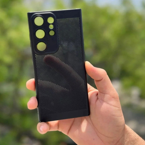 BREATHING BLACK Silicone Case for Samsung S22 Ultra - The Hatke