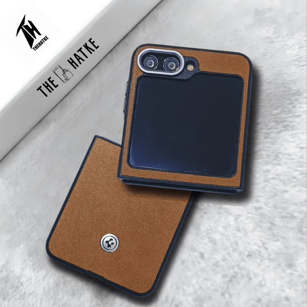 Brown Classy Leather Case for Samsung Galaxy Z FLIP 5 - The Hatke