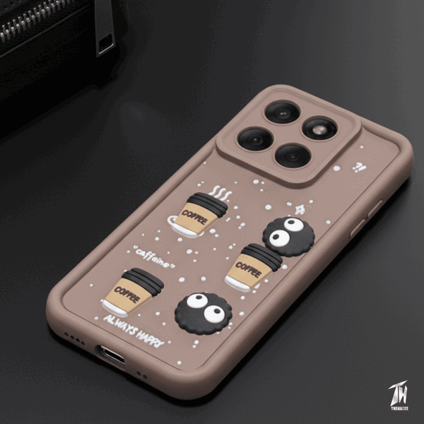 Brown COFFEE (ALWAYS HAPPY) Silicone case for Motorola Edge 60 Fusion - The Hatke