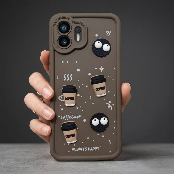 Brown COFFEE (ALWAYS HAPPY) Silicone case for Nothing Phone 2 - The Hatke