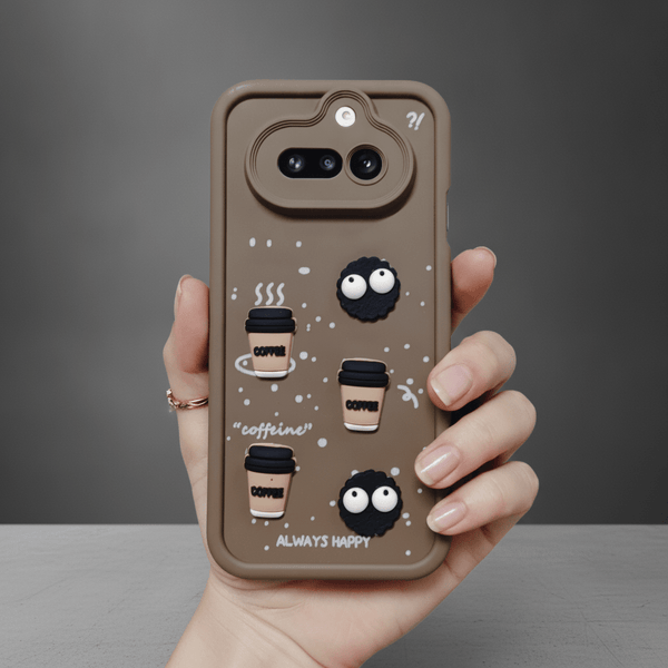 Brown COFFEE (ALWAYS HAPPY) Silicone case for Nothing Phone 4a - The Hatke