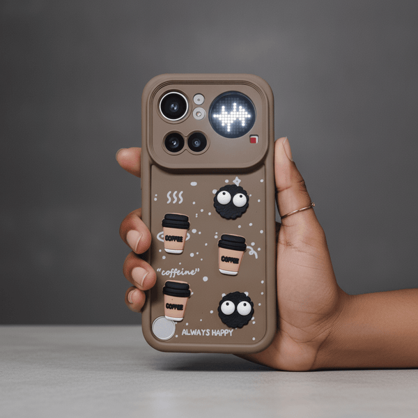 Brown COFFEE (ALWAYS HAPPY) Silicone case for Nothing Phone 4a Pro - The Hatke