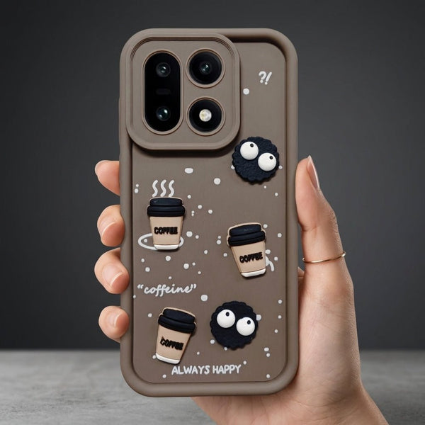 Brown COFFEE (ALWAYS HAPPY) Silicone case for Oneplus 15 - The Hatke