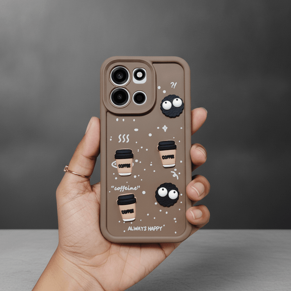 Brown COFFEE (ALWAYS HAPPY) Silicone case for Oneplus Nord 6 - The Hatke