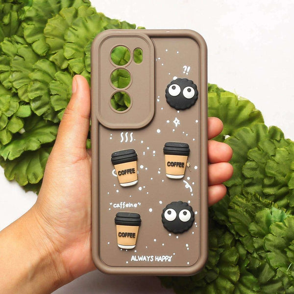Brown COFFEE (ALWAYS HAPPY) Silicone case for Oppo Reno 12 - The Hatke