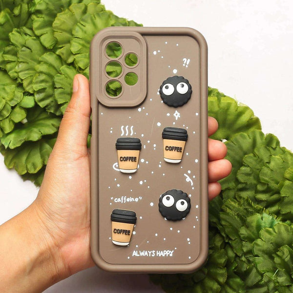 Brown COFFEE (ALWAYS HAPPY) Silicone case for Samsung A23 - The Hatke