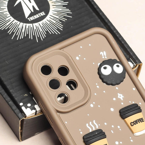 Brown COFFEE (ALWAYS HAPPY) Silicone case for Samsung A32 4g - The Hatke