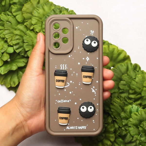 Brown COFFEE (ALWAYS HAPPY) Silicone case for Samsung A32 4g - The Hatke