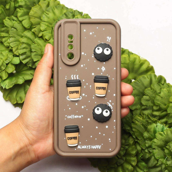 Brown COFFEE (ALWAYS HAPPY) Silicone case for Vivo V15 Pro - The Hatke