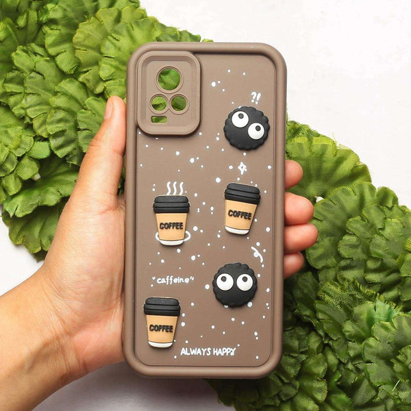 Brown COFFEE (ALWAYS HAPPY) Silicone case for Vivo V20 - The Hatke