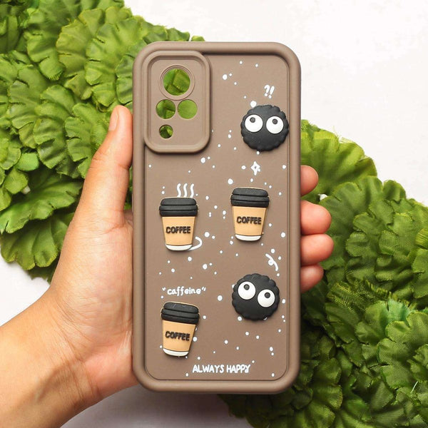 Brown COFFEE (ALWAYS HAPPY) Silicone case for Vivo V21 - The Hatke