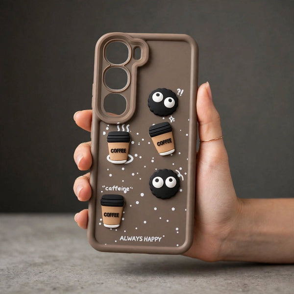 Brown COFFEE (ALWAYS HAPPY) Silicone case for Vivo Y300 - The Hatke