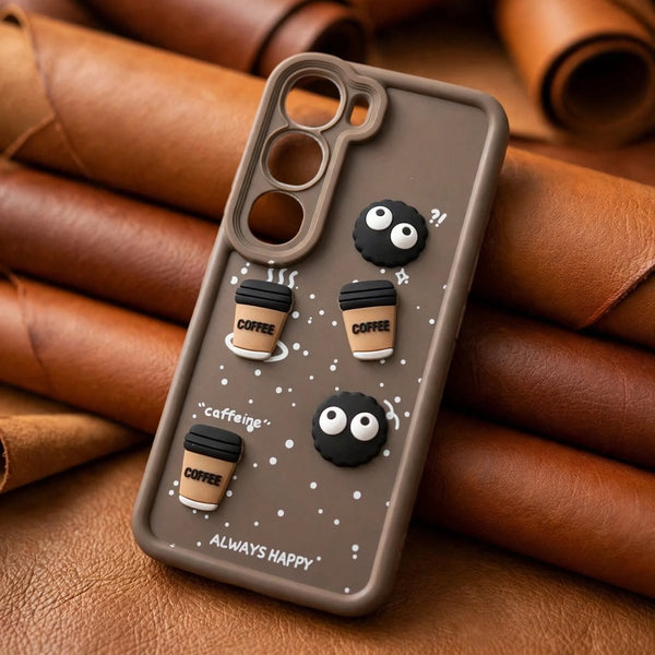 Brown COFFEE (ALWAYS HAPPY) Silicone case for Vivo Y300 - The Hatke