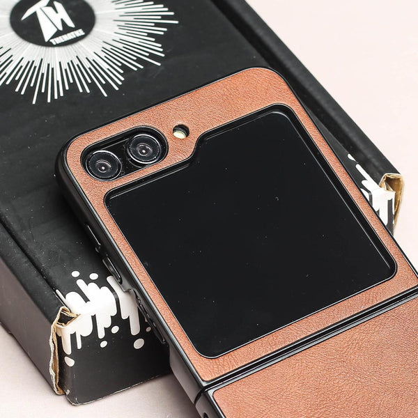 Brown Leather Case for Samsung Galaxy Z FLIP 6 - The Hatke