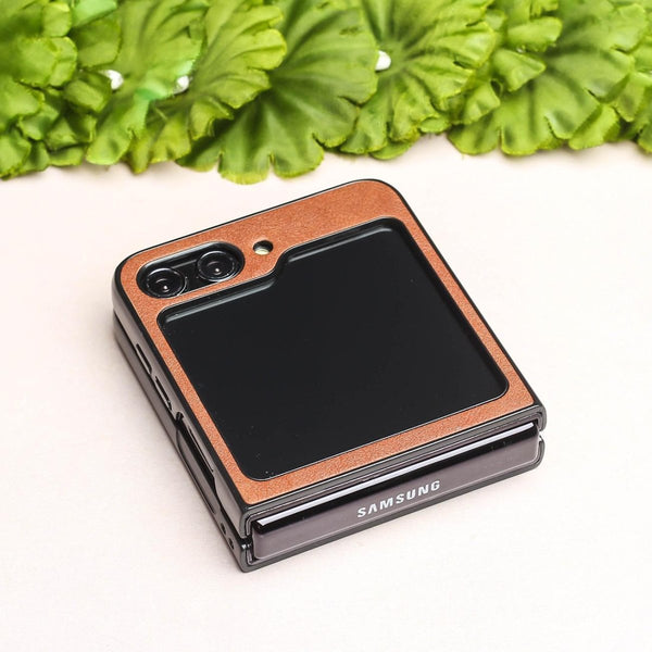 Brown Leather Case for Samsung Galaxy Z FLIP 6 - The Hatke