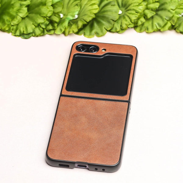Brown Leather Case for Samsung Galaxy Z FLIP 6 - The Hatke