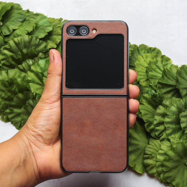 Brown Leather Case for Samsung Galaxy Z FLIP 6 - The Hatke